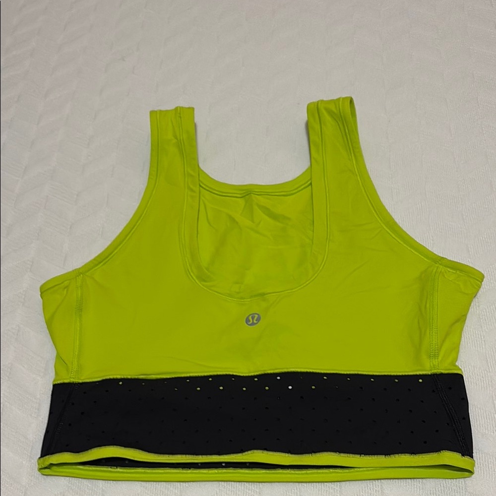 Lululemon Mind Over Miles - Lime Green & Black Crop - Picture 3 of 4